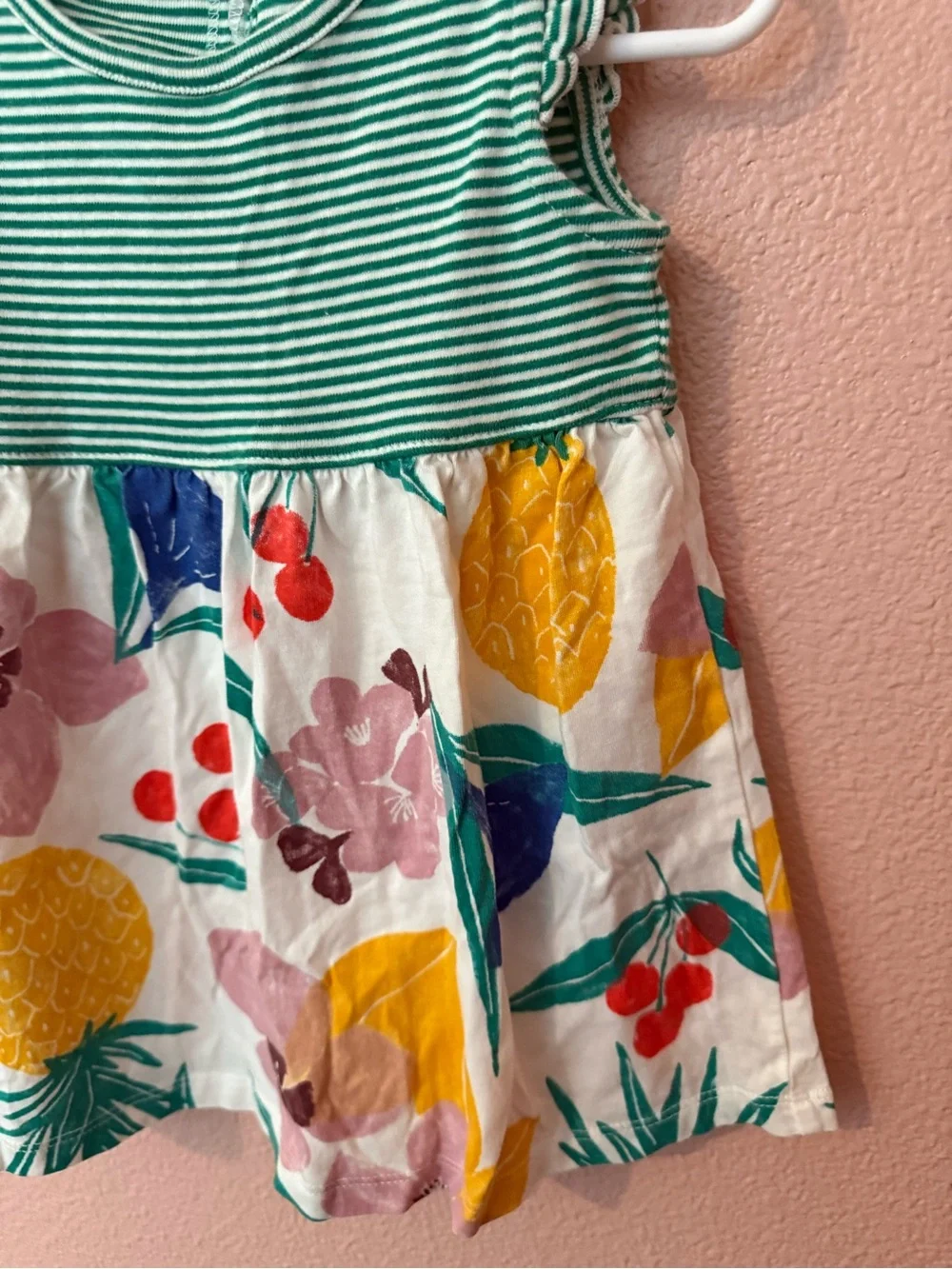 Tea Collection Green Striped Top Floral Skirt Kids Dress